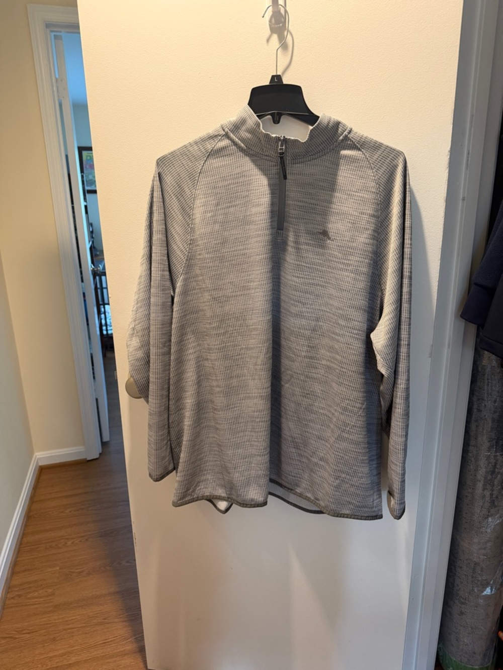 Tommy Bahama Light Gray Waffle Knit Quarter-Zip Pullover